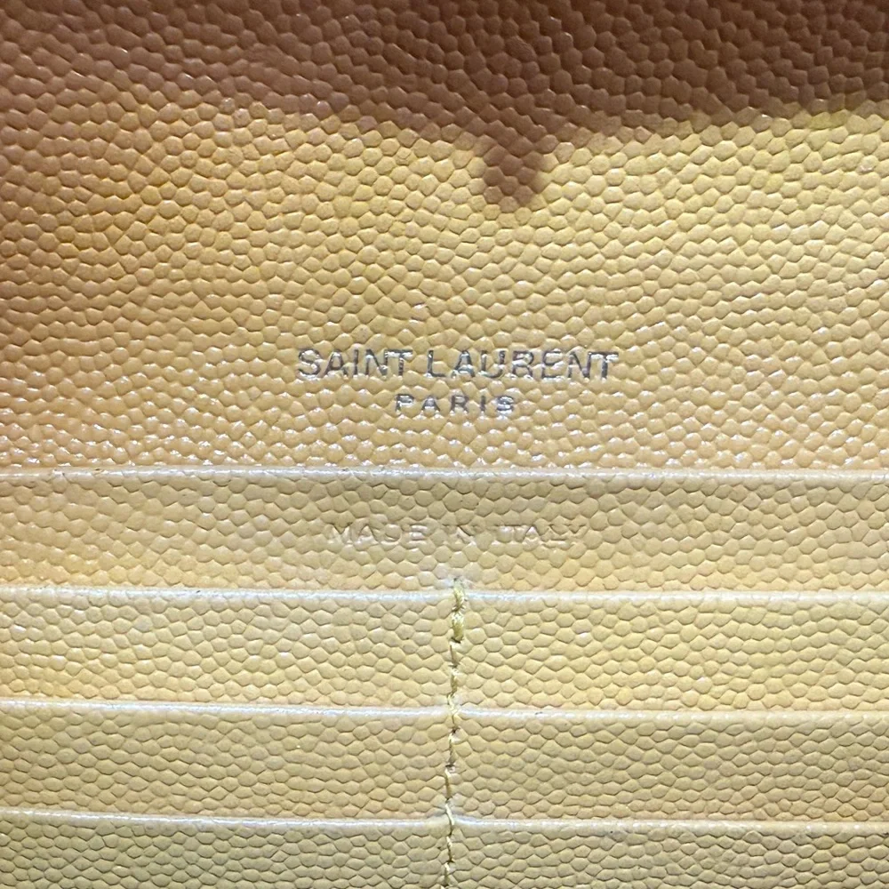 Saint Laurent YSL Cassandre Envelope Leather Wallet on Chain Mustard with COA